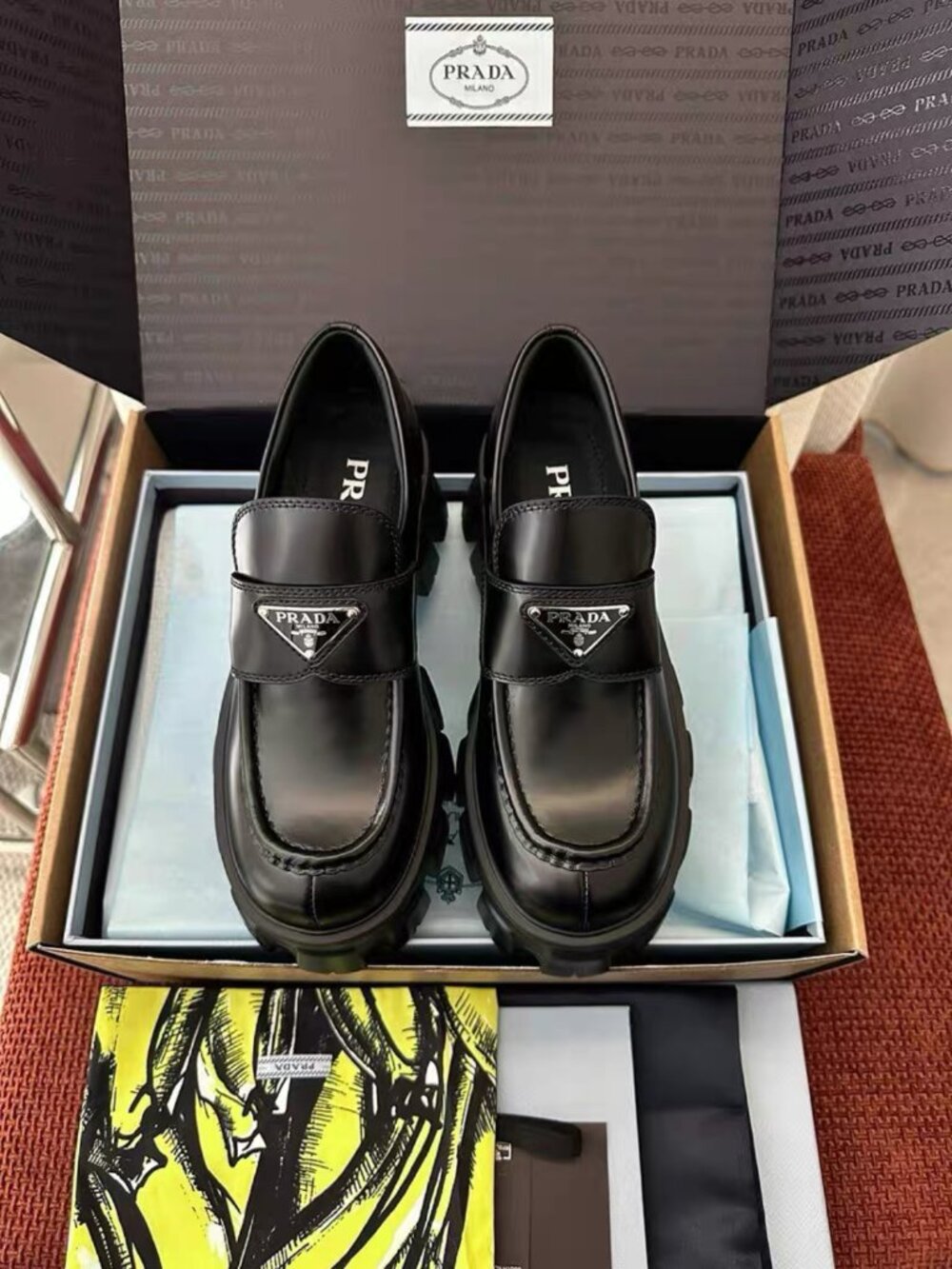 Prada Women Black Platform Loafers